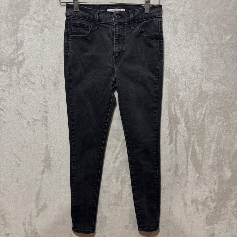 Levis 720 High Rise Super Skinny Jeans Black Denim Size 26 Mens